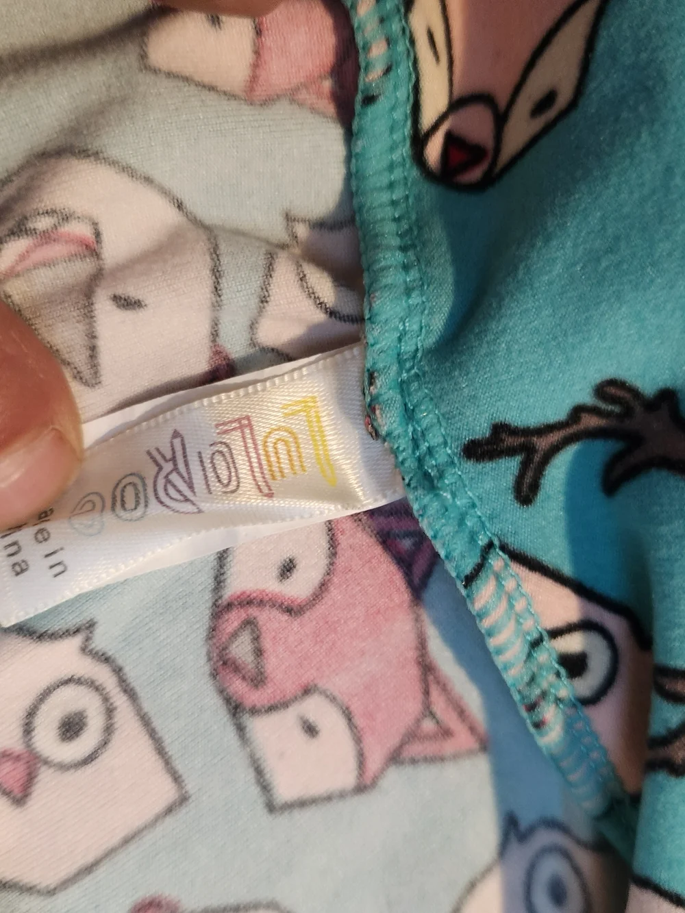 LuLaRoe Turquoise Owl & Fox Print Kids Leggings
